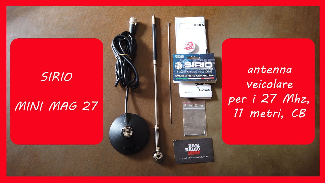 Sirio MINI MAG 27 - Antenna veicolare con base magnetica per i 27 MHz, 11 metri, apparati CB