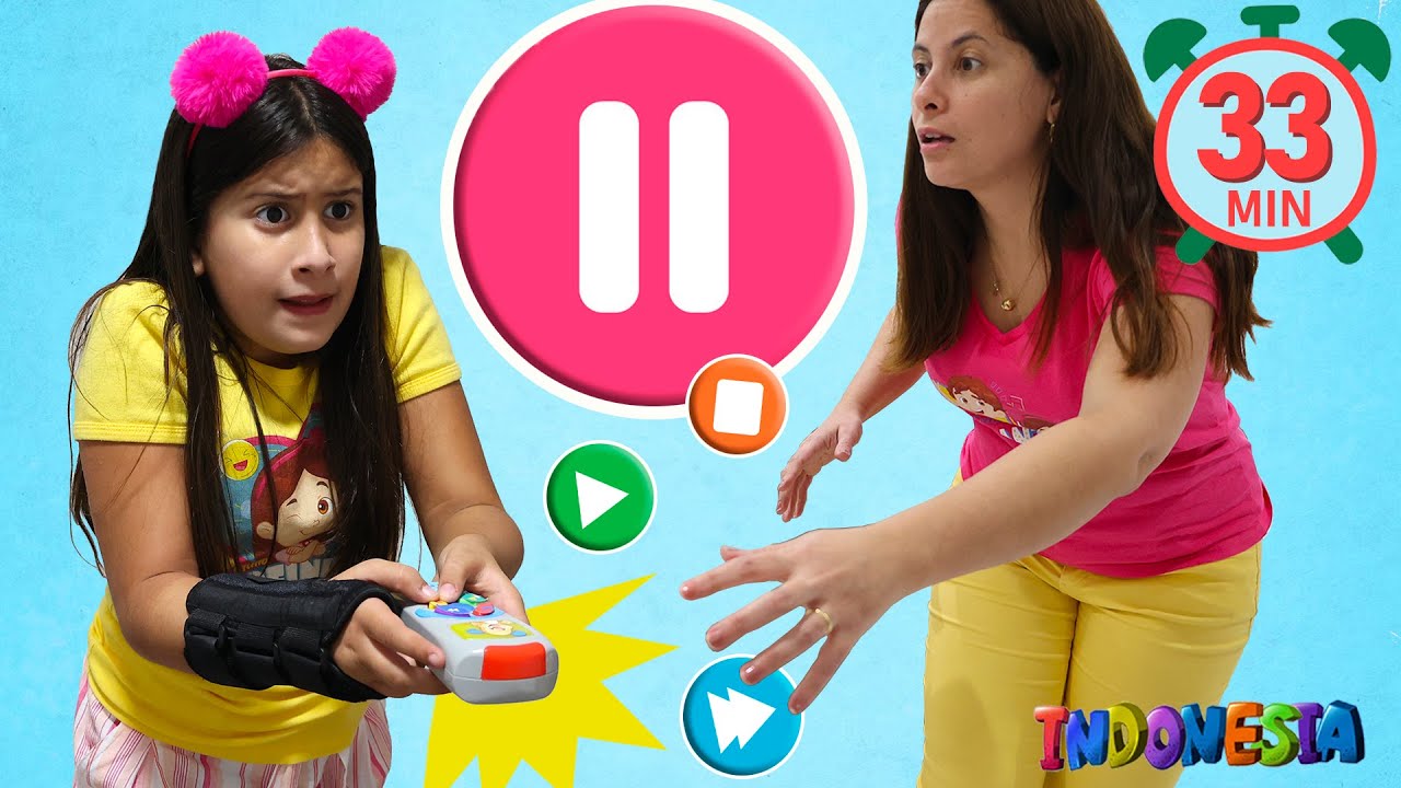 Maria Clara dan JP dalam cerita lucu tentang remote control ajaib! Pause challenge