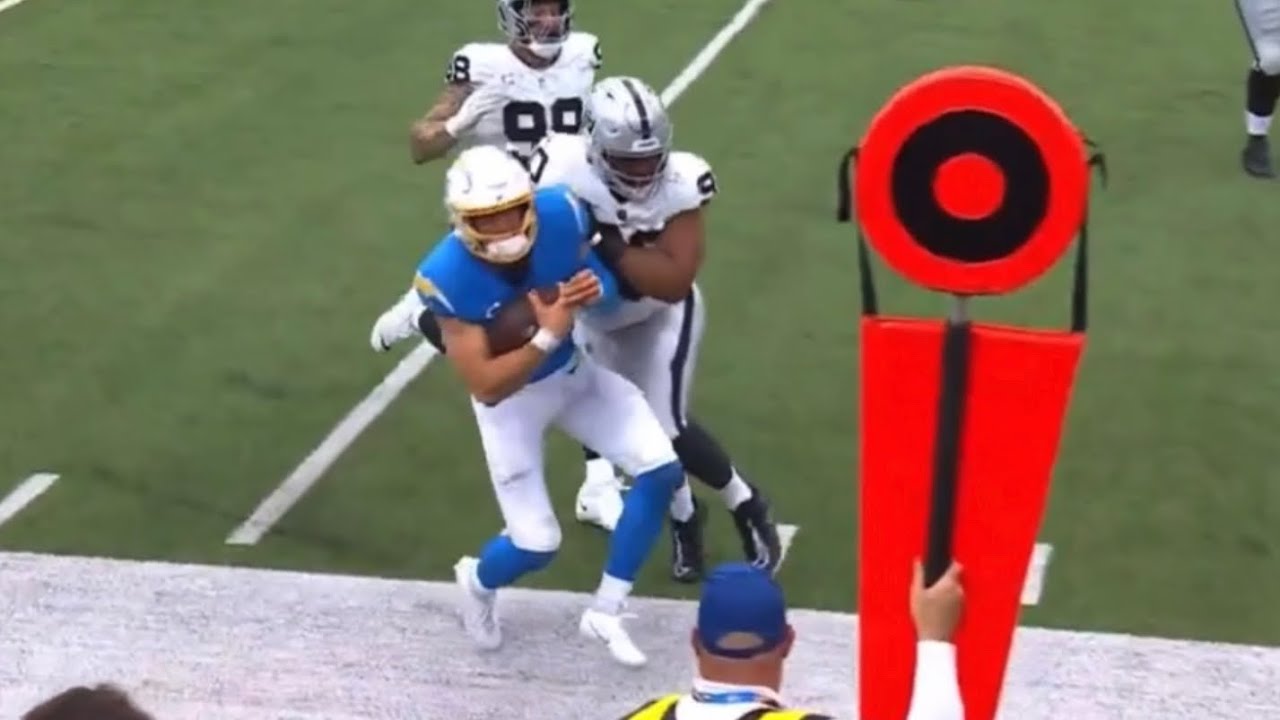 Jerry Tillery EJECTED after LATE HIT on Justin Herbert | Raiders vs Chargers
