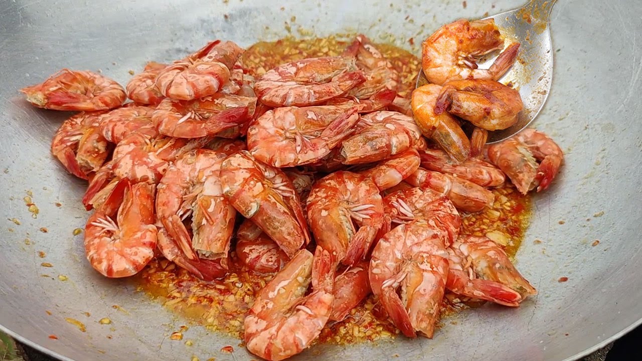Tiger Shrimp Fried Garlic Recipe / Easy Deep Fried Shrimp / Eating shrimp delicious