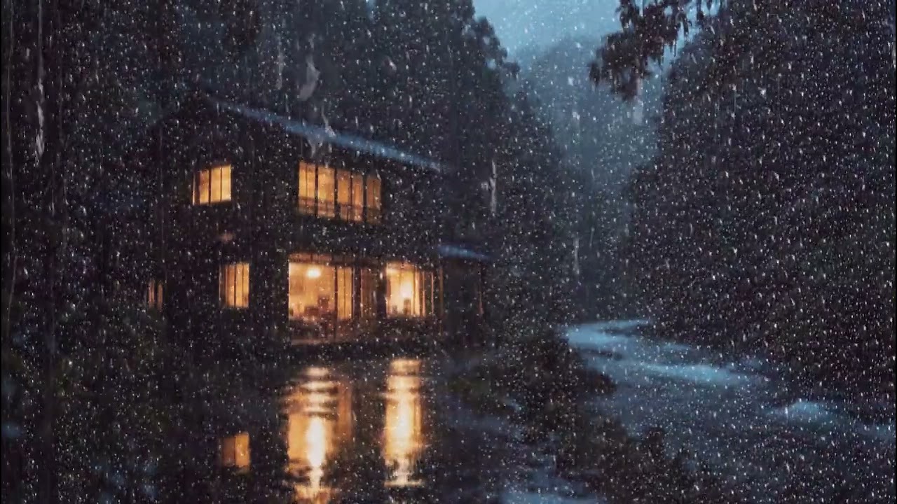 Thunder and Rain at Night | Very Heavy Rainfall Along the Riverbank
