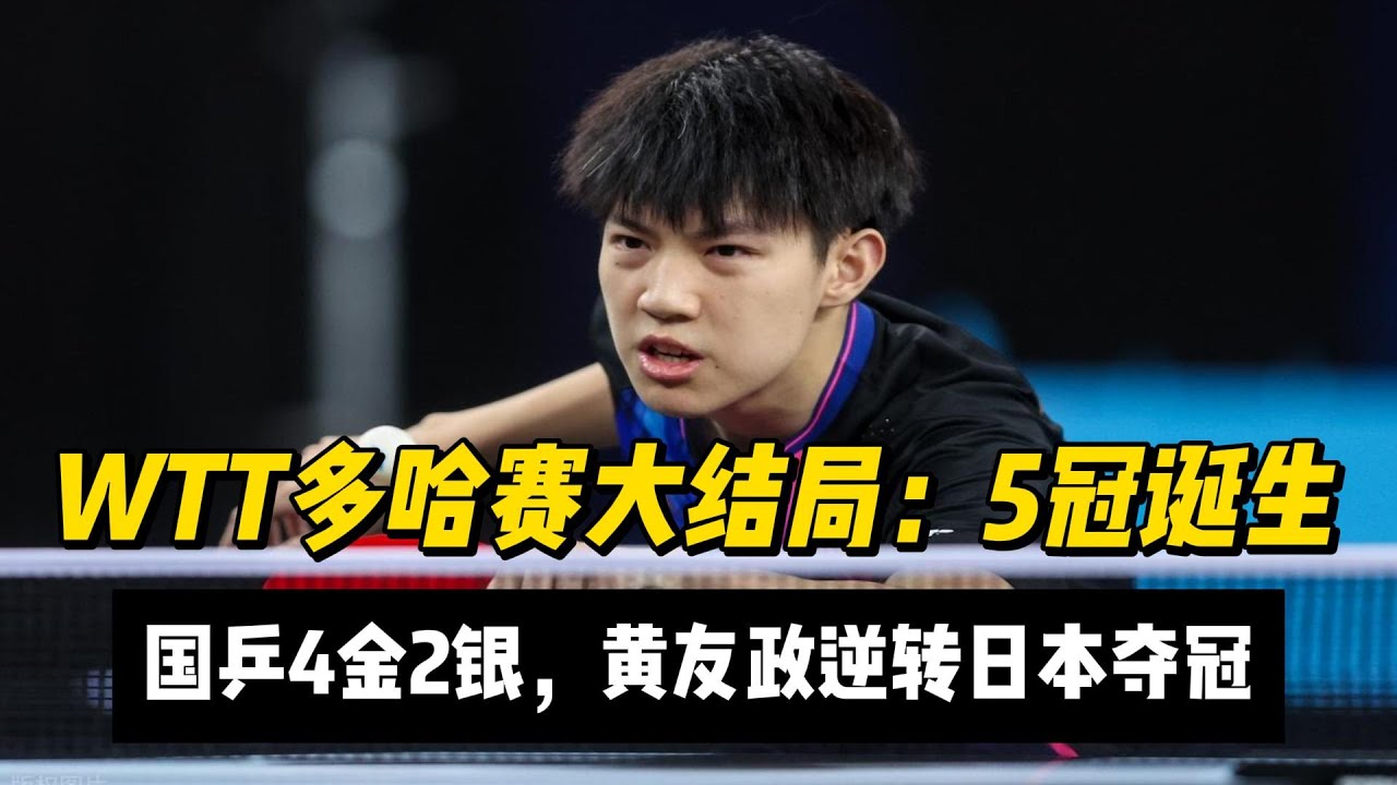WTT多哈赛大结局：5冠诞生，国乒4金2银，黄友政逆转日本夺冠！