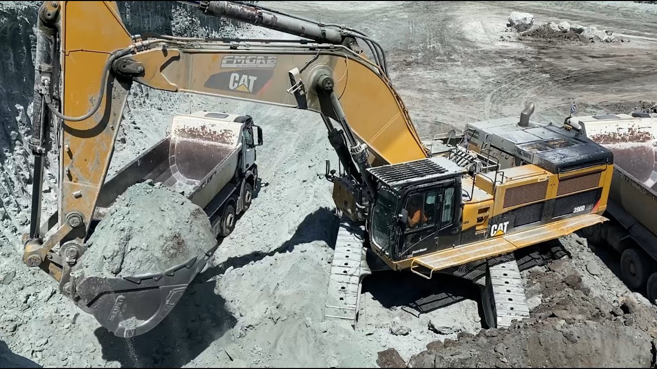 Caterpillar 390D Excavator Loading Trucks For Three Hours - Mega Machines Movie