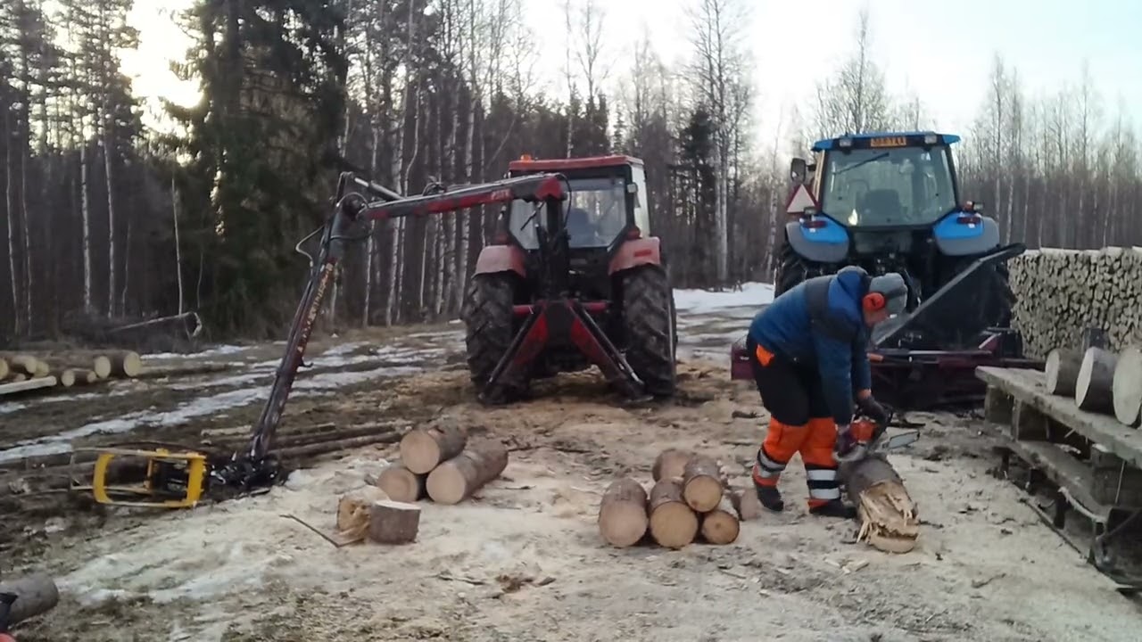 Kevään viimeset pannuhuone pulikat sahaus ja nosto rekeen. 15.3.2026.