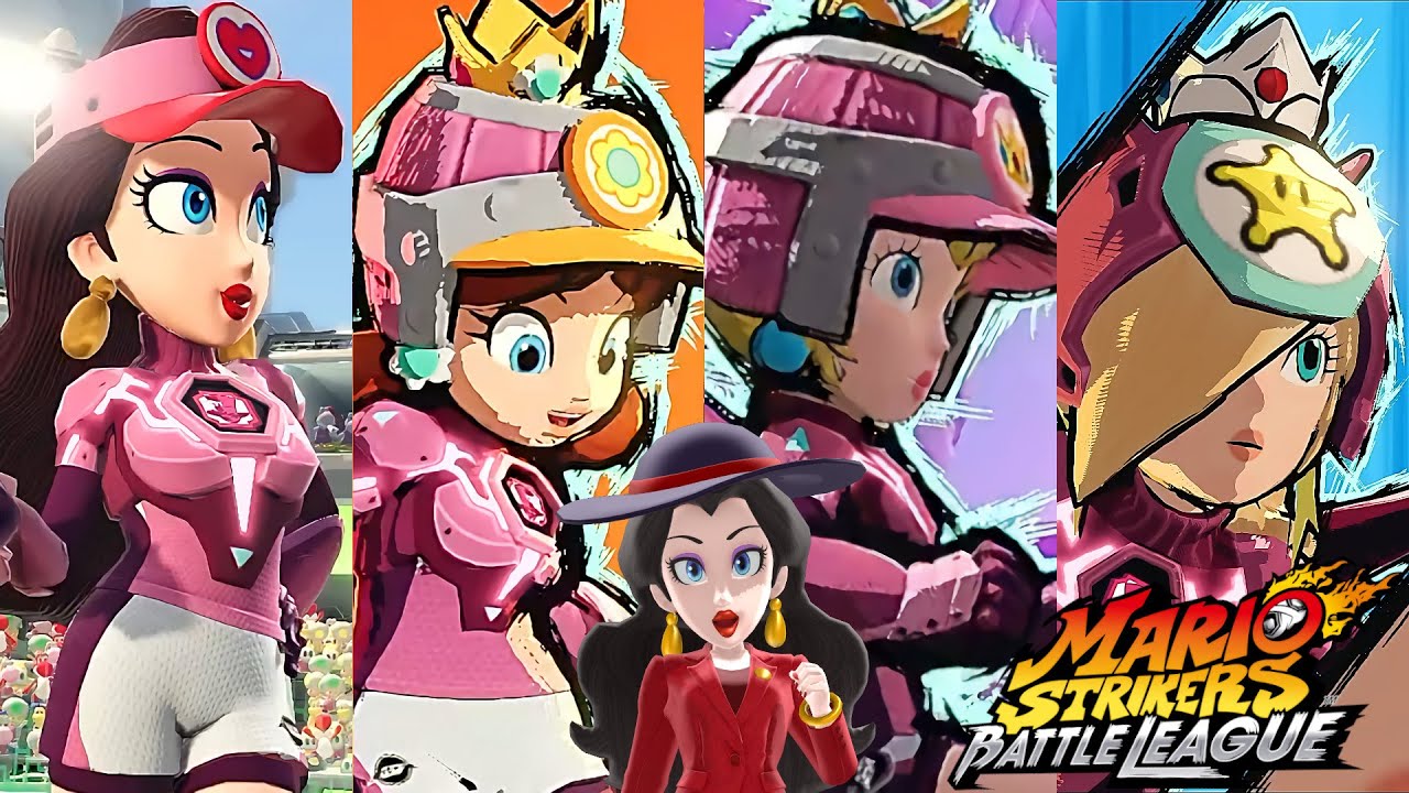 Mario Strikers Battle League Pauline Daisy Peach and Rosalina at Urban Rooftop CPU Hard