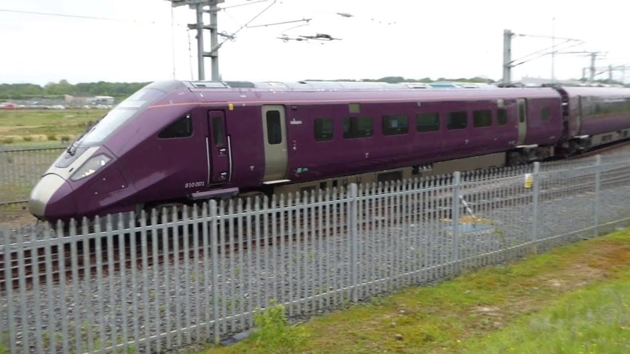 "New" 810 001 Aurora for East Midlands Railway leaving Hitachi Factory en route Old Dalby  20/5/24