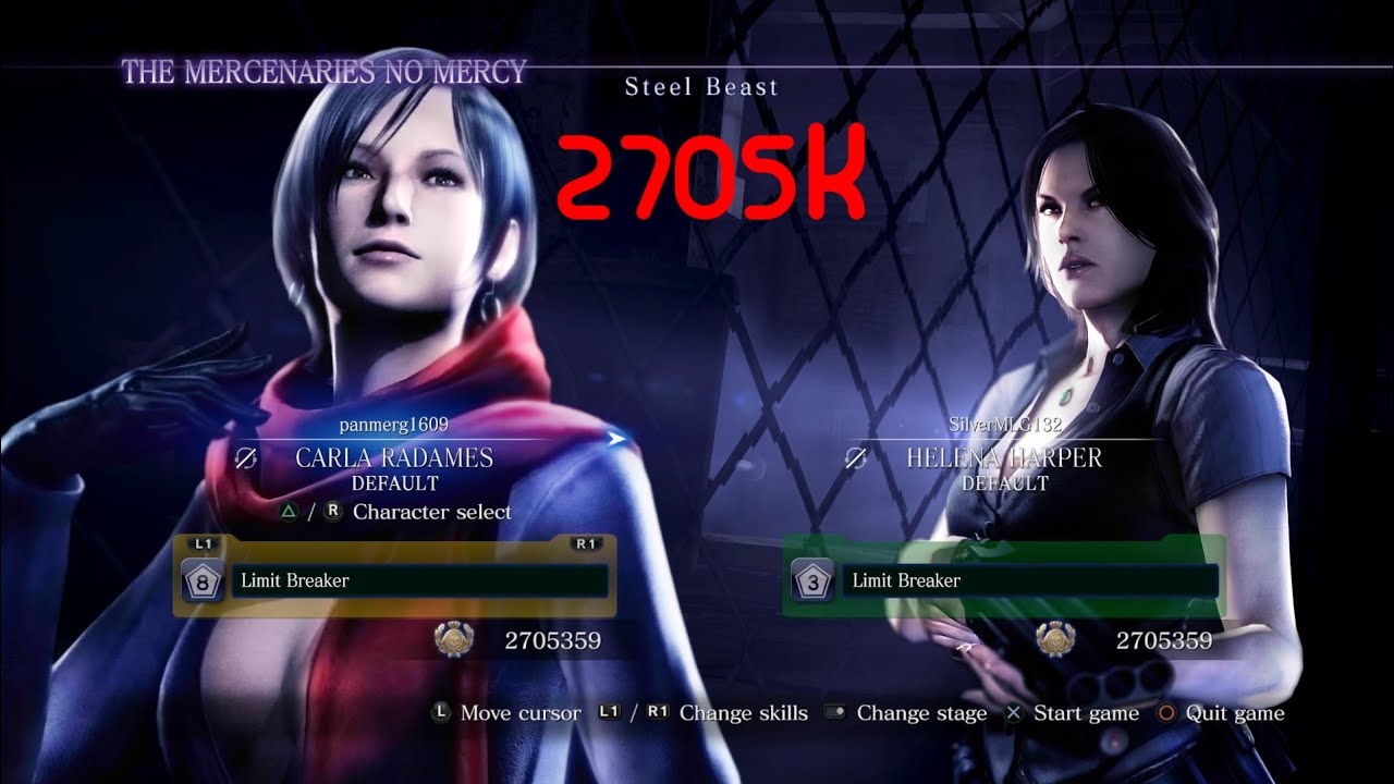 Resident Evil 6 The Mercenaries NM PS4 steel Beast Helena & Carla FULL COMBO DUO