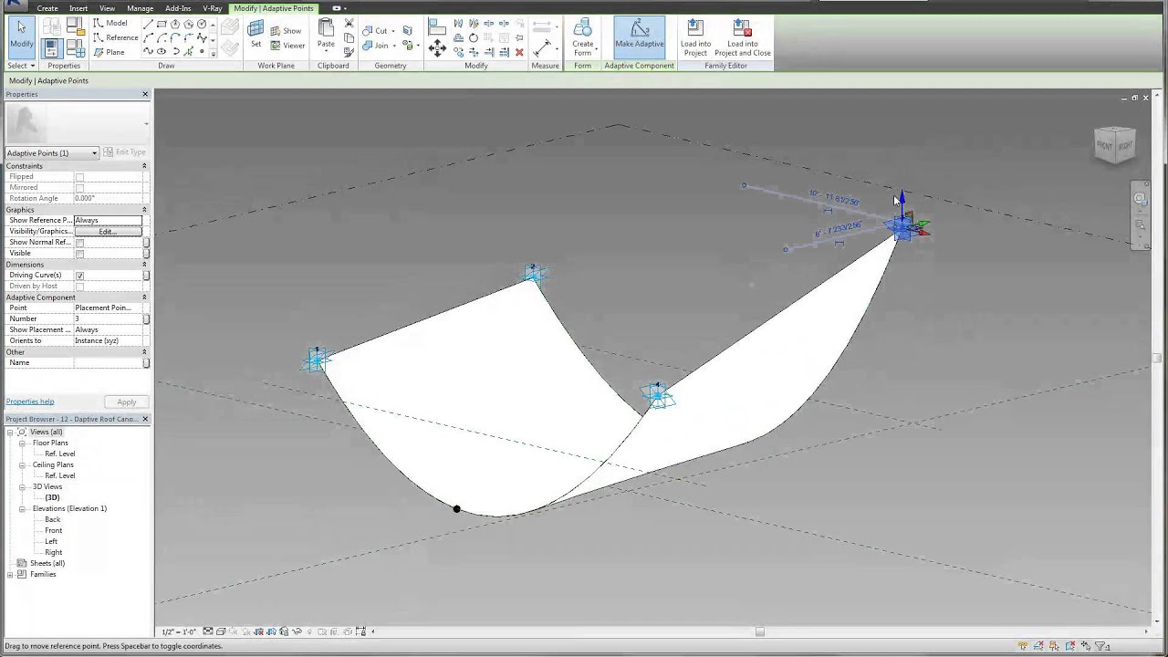 Revit Tutorial   Adaptive Fabric Roof Canopy Introduction