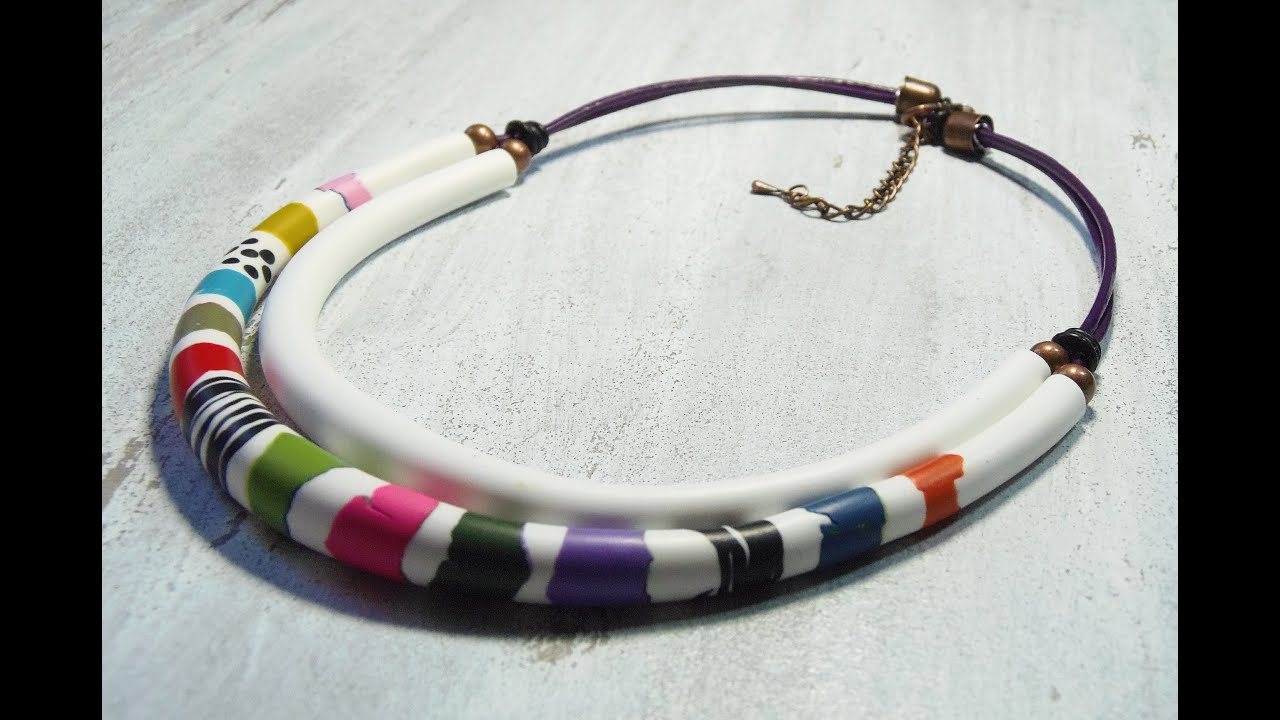 Torque WCM ; necklace watercolor mosaic, polymerclay tutorial.