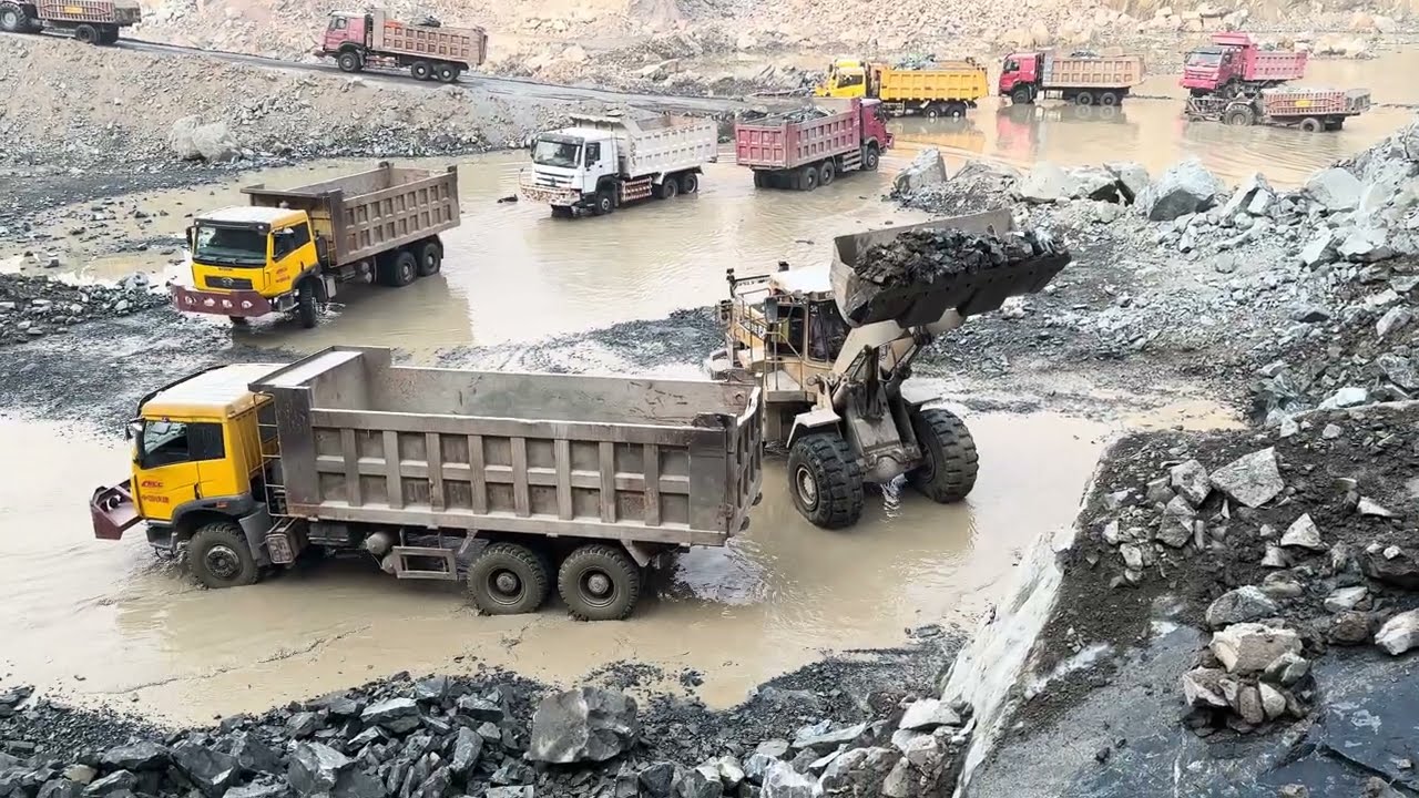 INSANE Caterpillar Loader Loading MassiveRocks into Truck🚜 | Satisfying HeavyEquipment Work