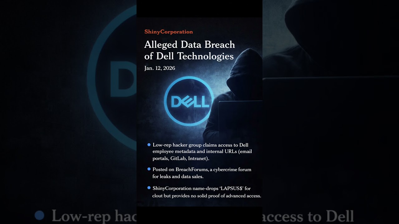 Предполагаемая утечка данных Dell #dell #кибератака #кибербезопасность #новости #хакер