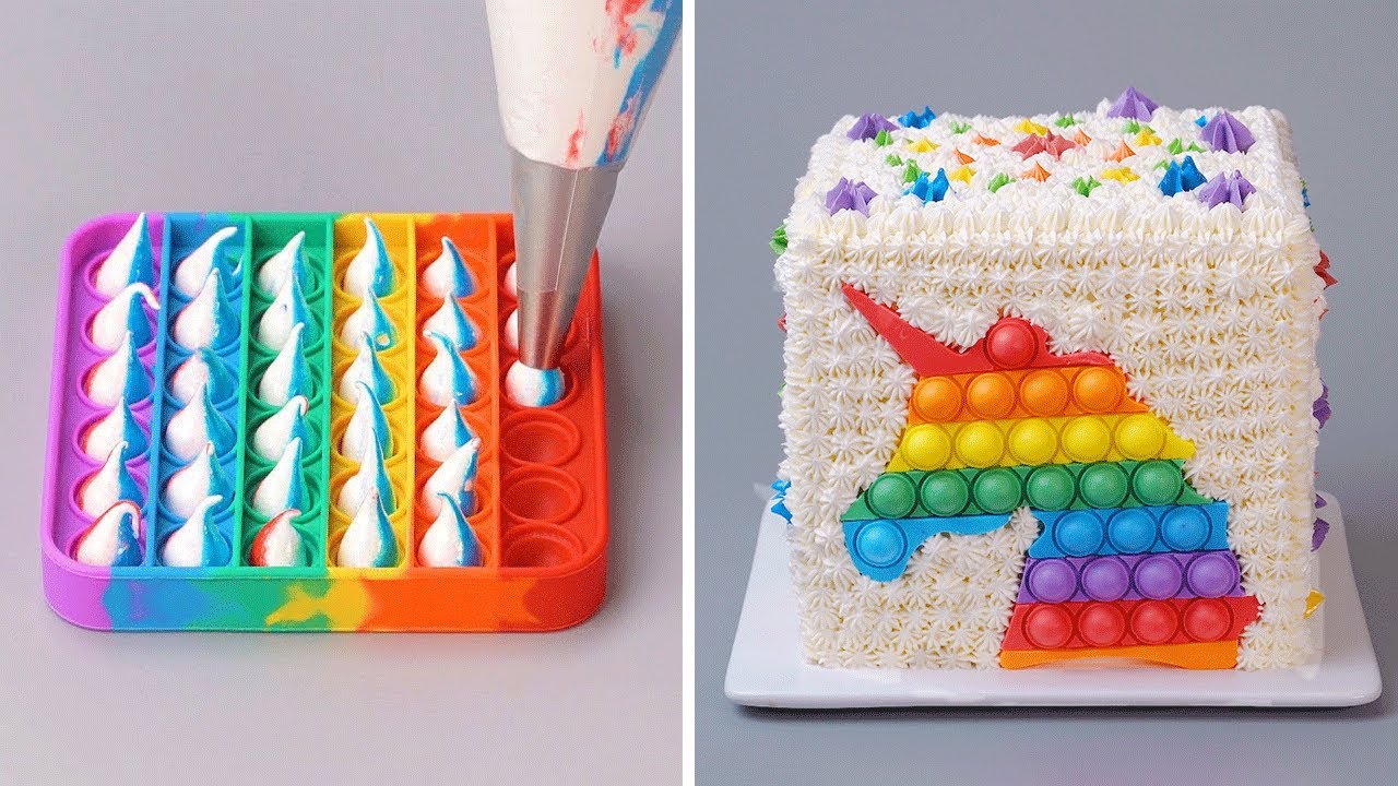 POP IT CAKE DESSERT 🌈🍰 | Fidget Toys Cake Decorating Recipes | Perfect Colorful Cake