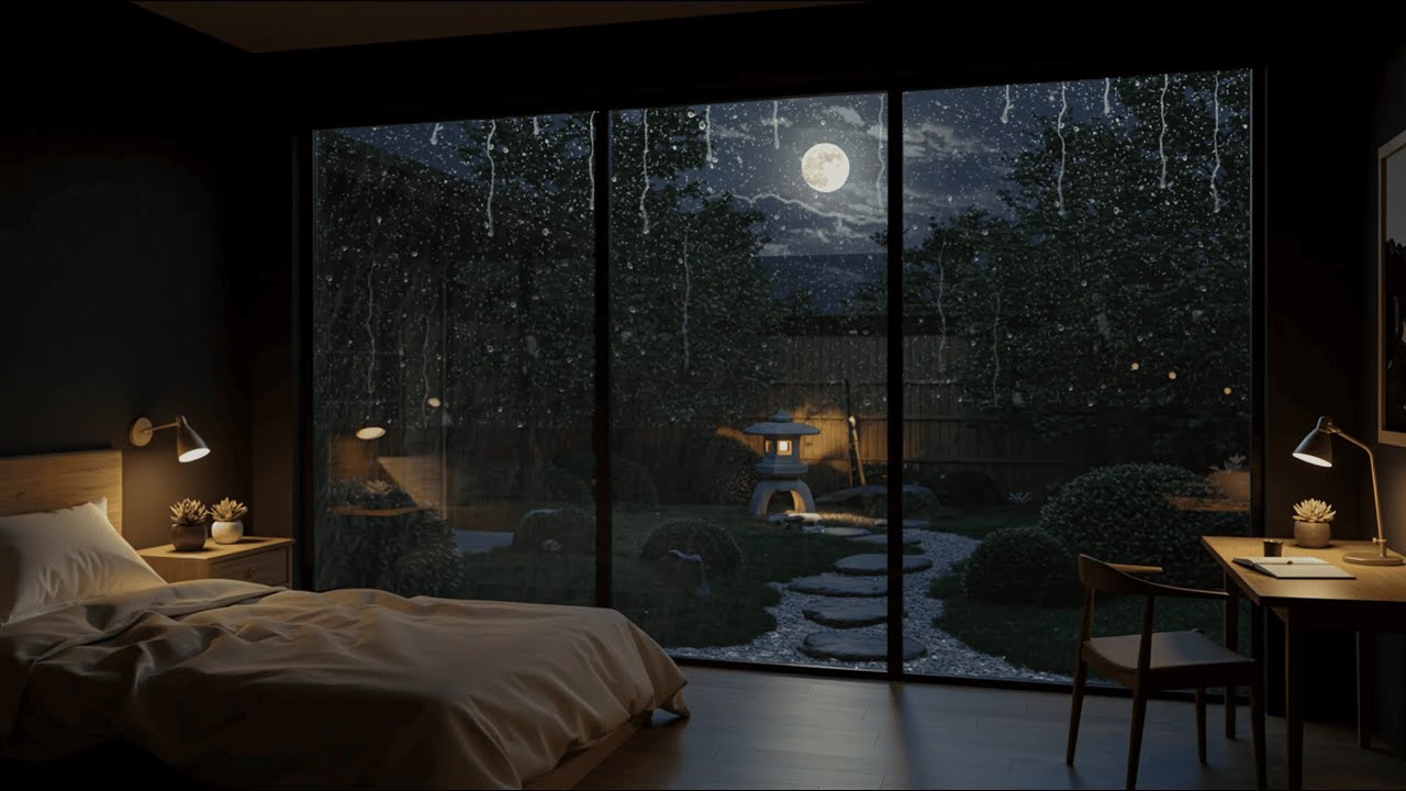 4K | Calm Rainfall Through the Window – Relax & Sleep All Night