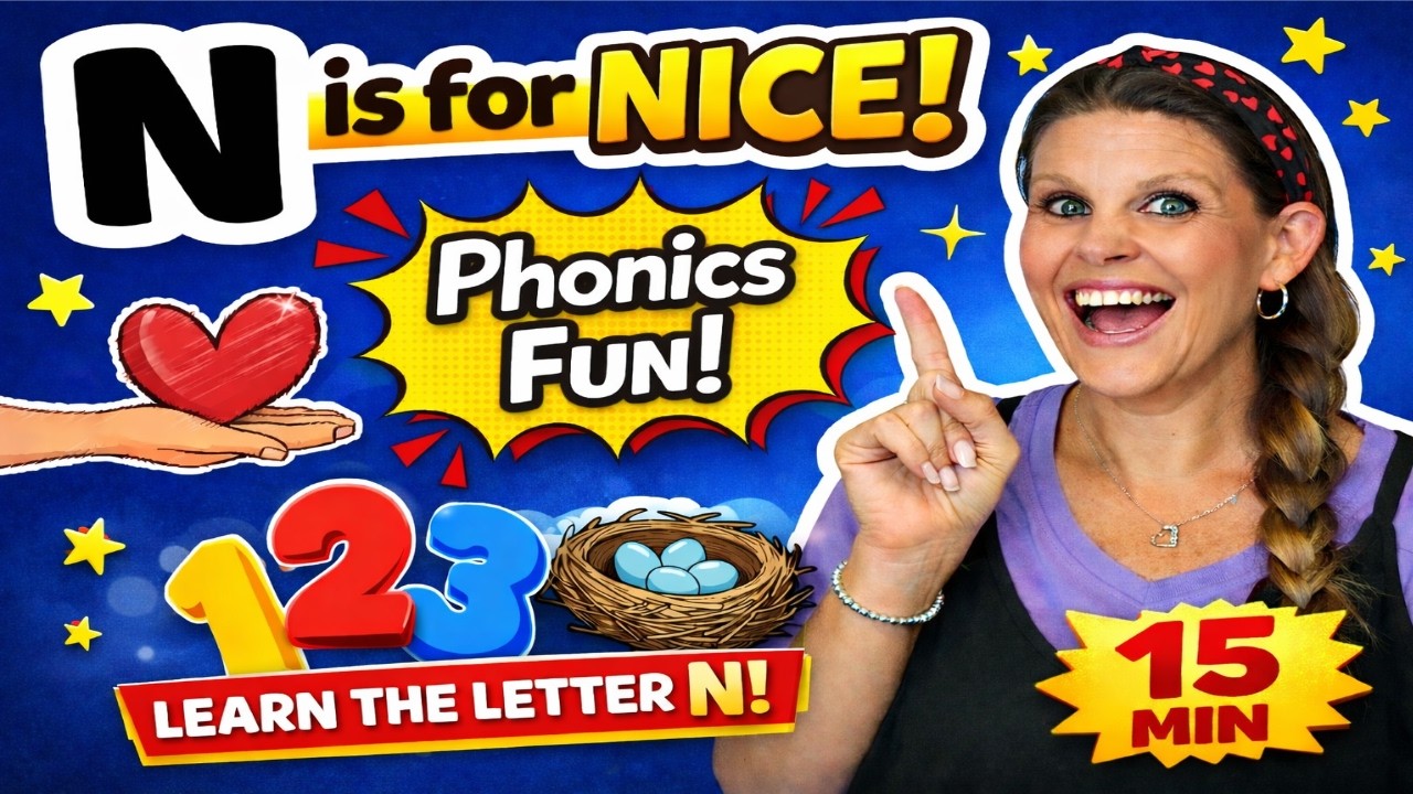 Letter Nn Preschool Phonics | Learn Letter N Sound, Handwriting, Numbers. & Being Nice