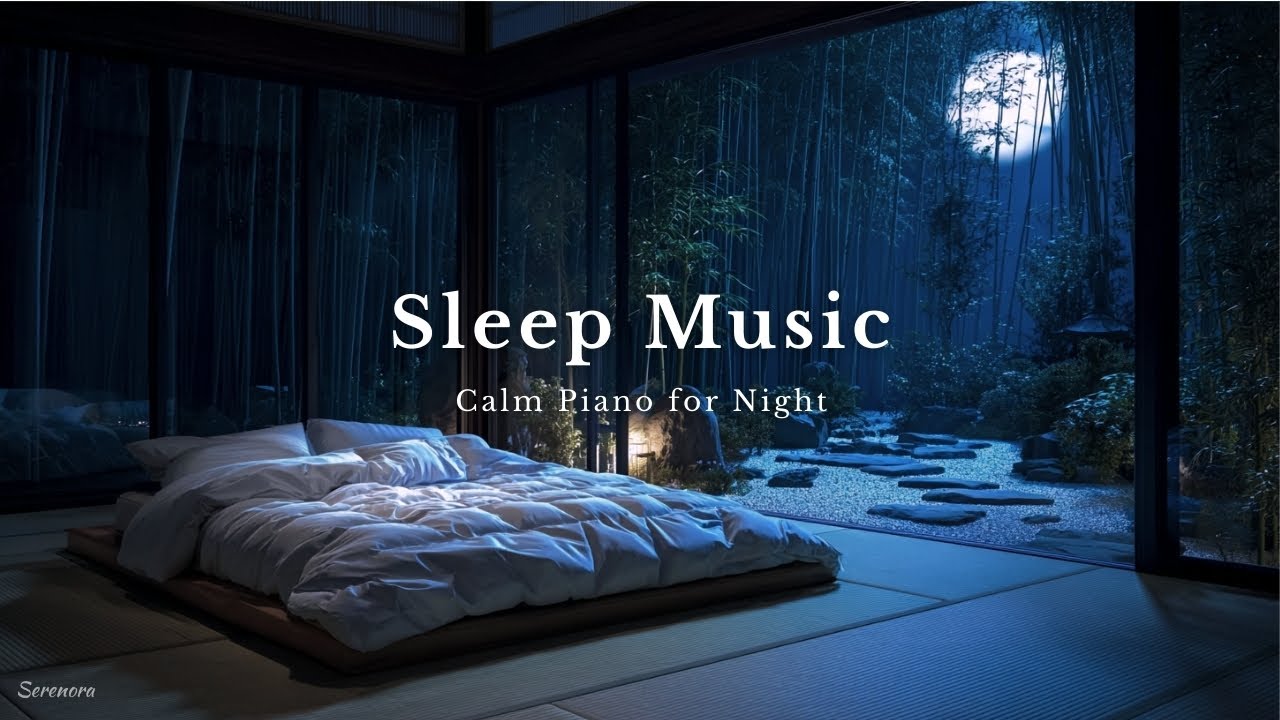 Sleep Music | Calm Piano for Night | Japanese Bamboo Garden Under the Moon
