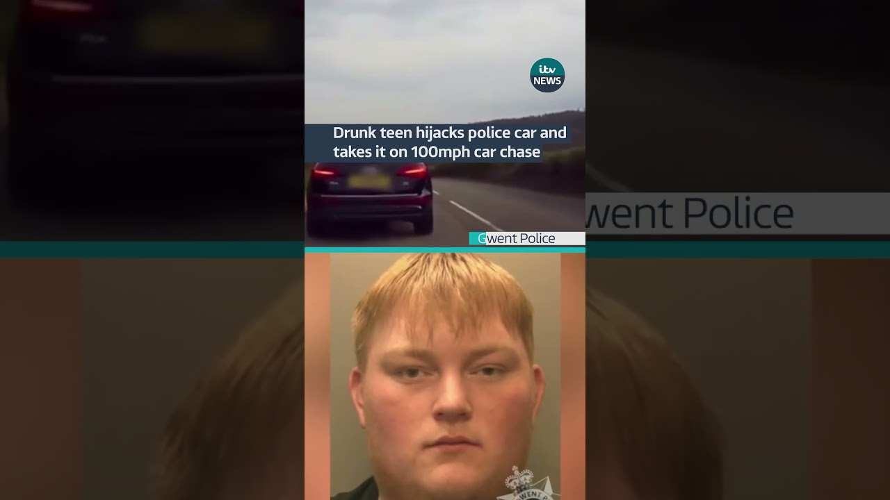 Drunk teen hijacks police car and takes it on 100mph car chase #itvnews #wales