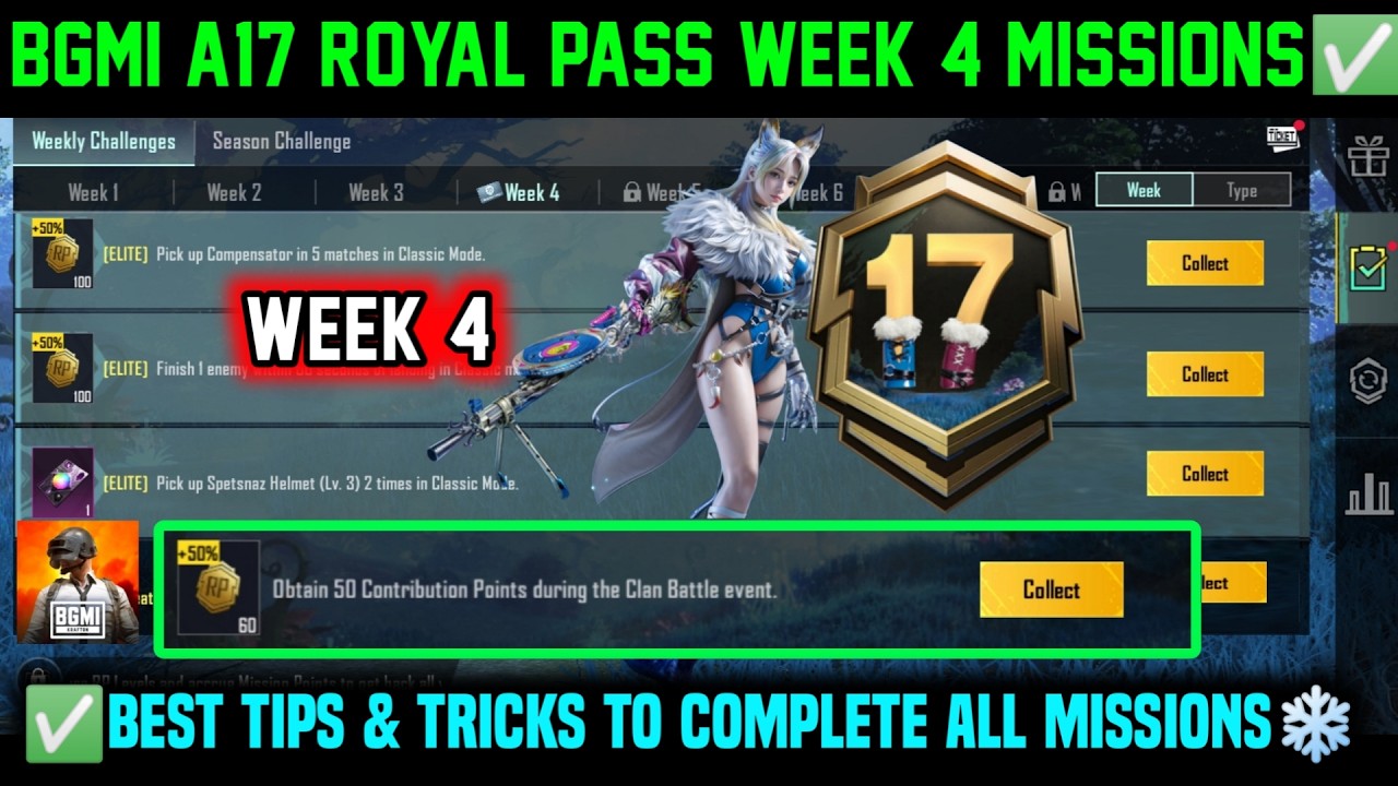 A17 RP WEEK 4 MISSION / BGMI WEEK 4 MISSIONS EXPLAIN / SEASON 27 BGMI A17 ROYAL PASS WEEK 4