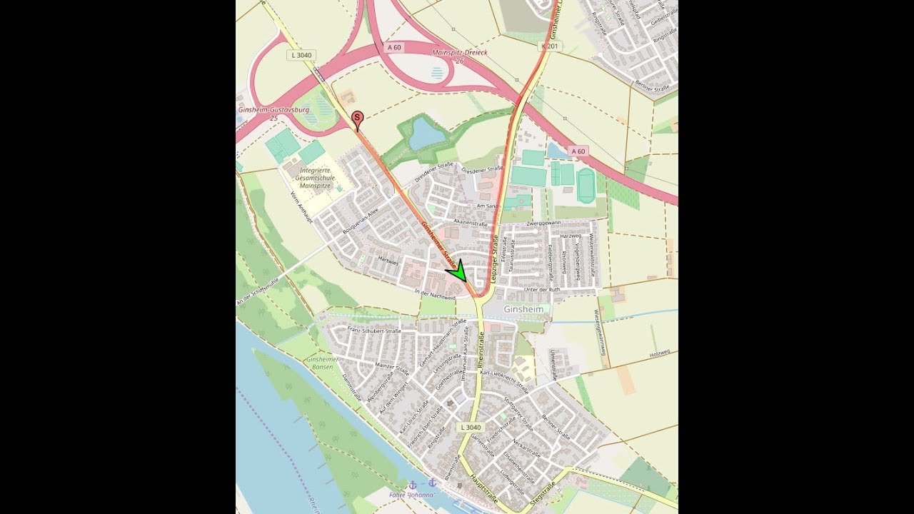 Ortsdurchfahrt im Mainspitzdreieck/GG: Ginsheim (NW rein, NO raus)