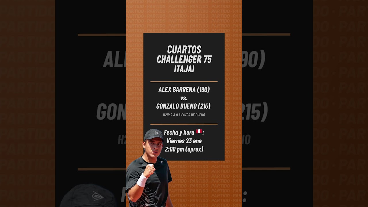 👀 GONZALO BUENO por su pase a SEMIFINALES en el Challenger 75 de ITAJAI (23 ene, 🕛🇵🇪 2pm aprox)