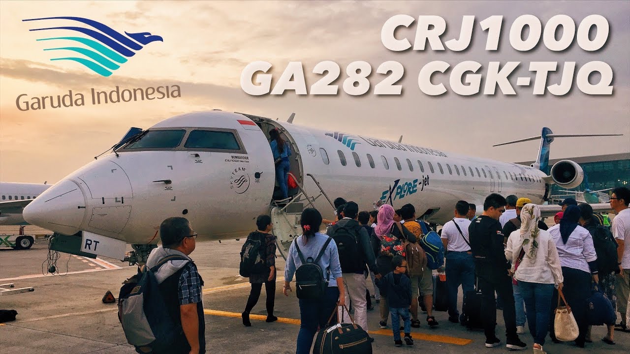 VLOG Bombardier CRJ1000 Garuda Indonesia Sebelum Digantikan CS300 | GA282 Jakarta ke Belitung