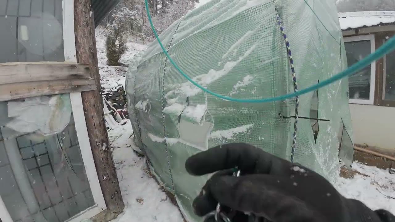 2026.02.24 산골오지 홀로서기 ~ 목공실 천막 고정 작업 마무리