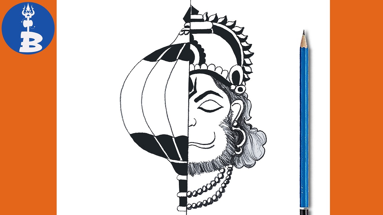 Bajrangbali Pencil Drawing For Beginners _ Easy Hanuman Ji Drawing _ Chitra _ God Drawing