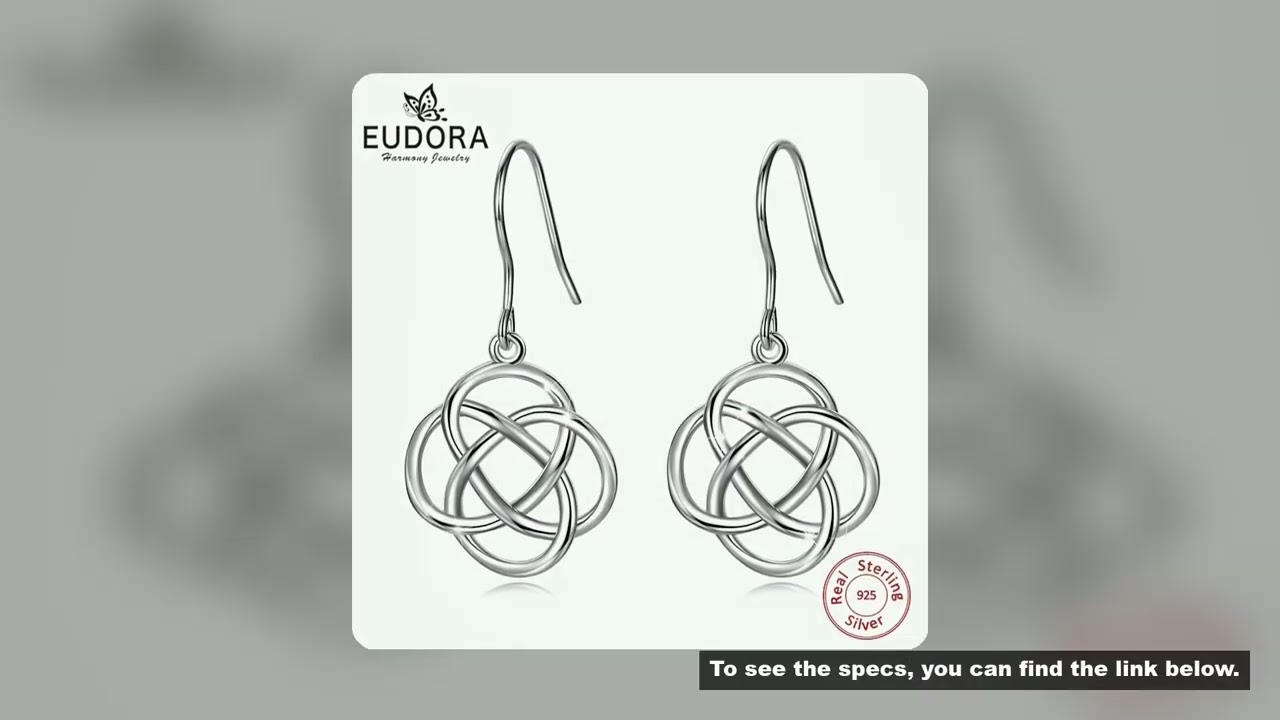 Eudora 100% 925 Sterling Silver witchcraft Knot Drop Earrings for Women Fine Irish Celtic Knot Earri
