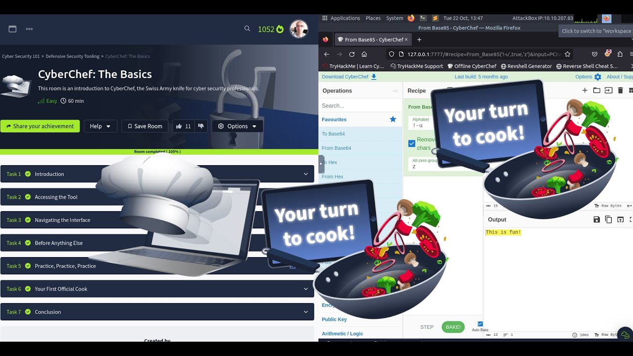 TryHackme CyberChef: The Basics: Your First Cook | Cyber Security 101 | SAL1