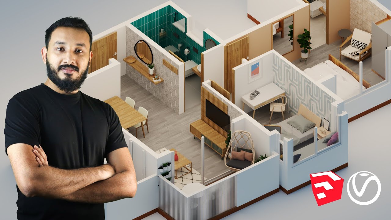 3D-визуализация плана этажа с помощью Sketchup, Vray и Flextools