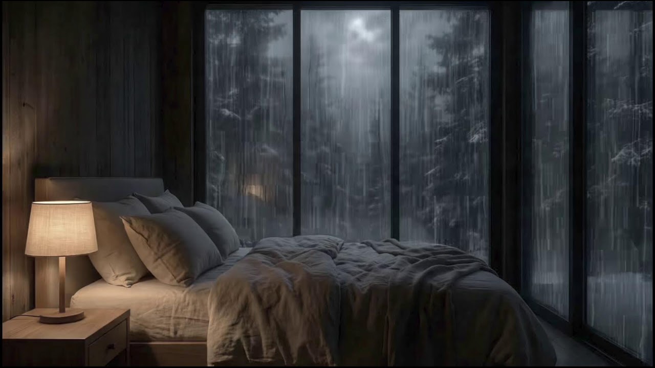 Midnight Rainstorm in Enchanted Forest, rain valley & rain river ASMR for sleep insomnia relief