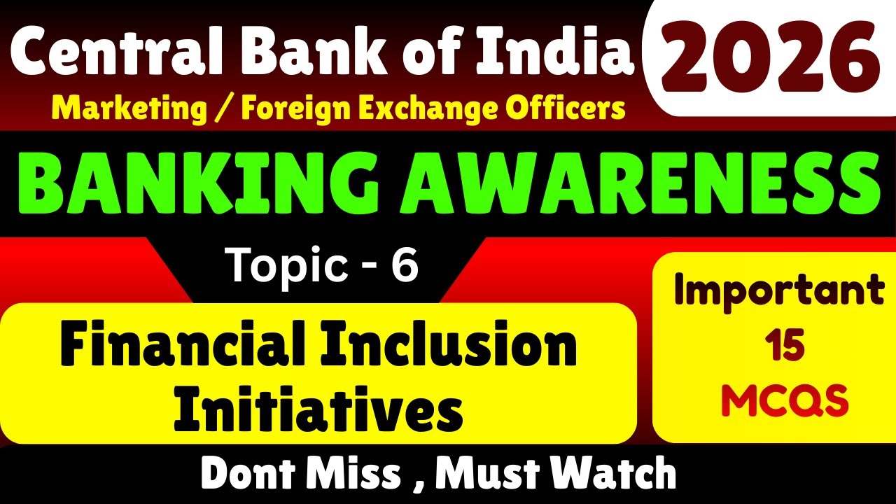 Financial Inclusion Initiatives MCQS | Central Bank of India Banking and General Awareness | CBI PDF
