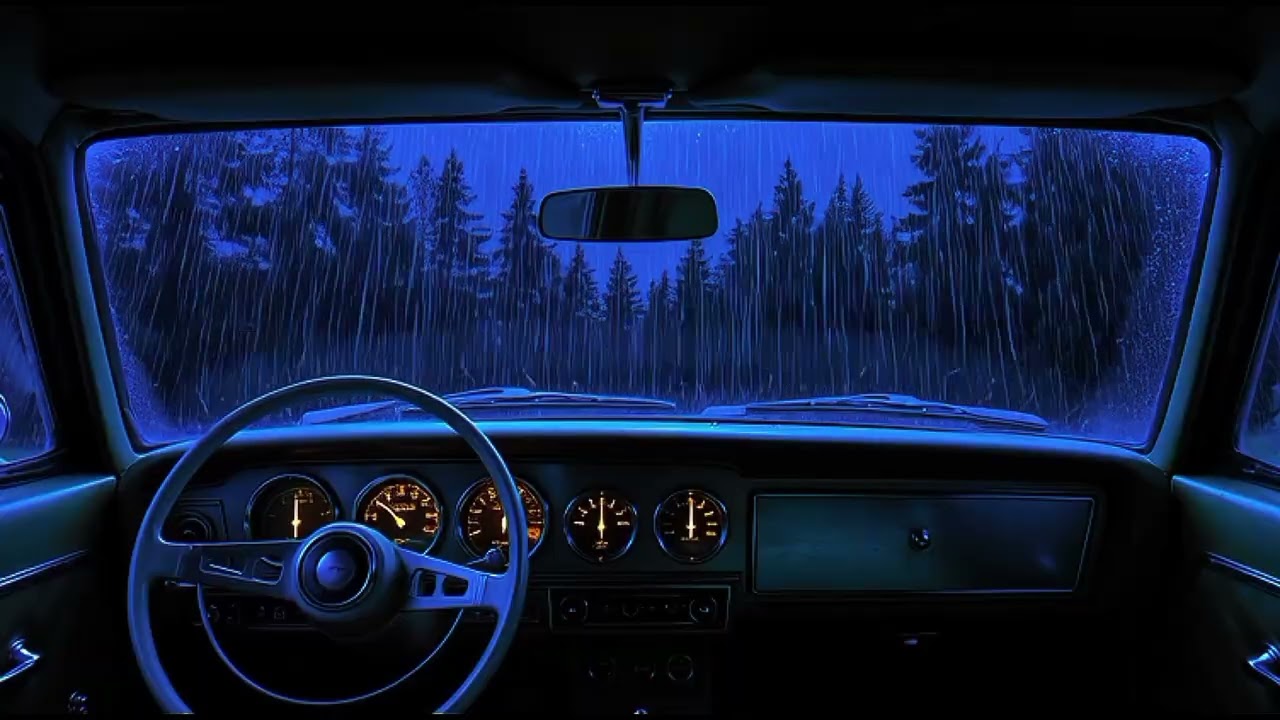 Heavy Rain Inside a 1969 Chevrolet | Retro Car ASMR for Deep Sleep (2 Hours)