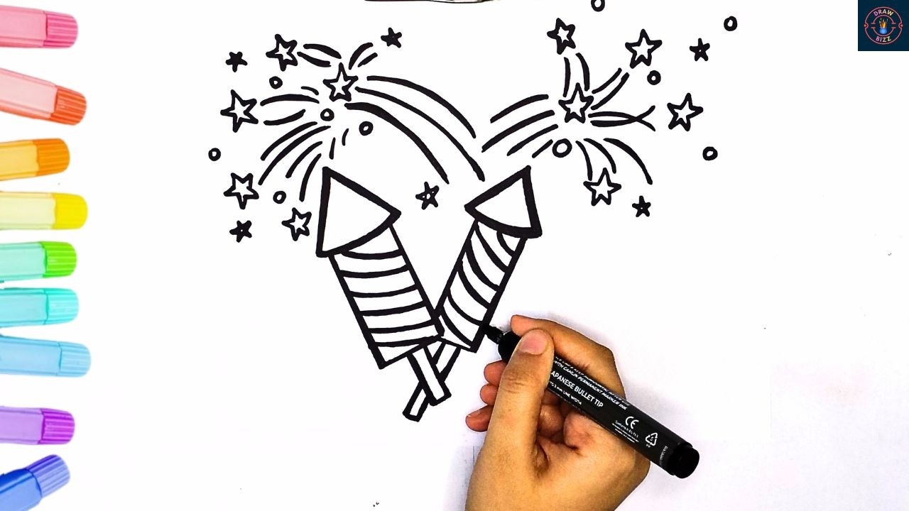 How To Draw  Fire Crackers | Easy Step By Step Tutorial