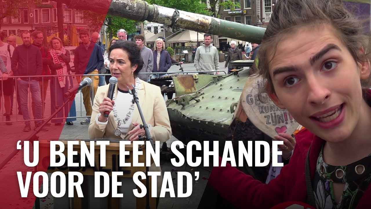 Russische tank op Leidseplein roept veel emoties op