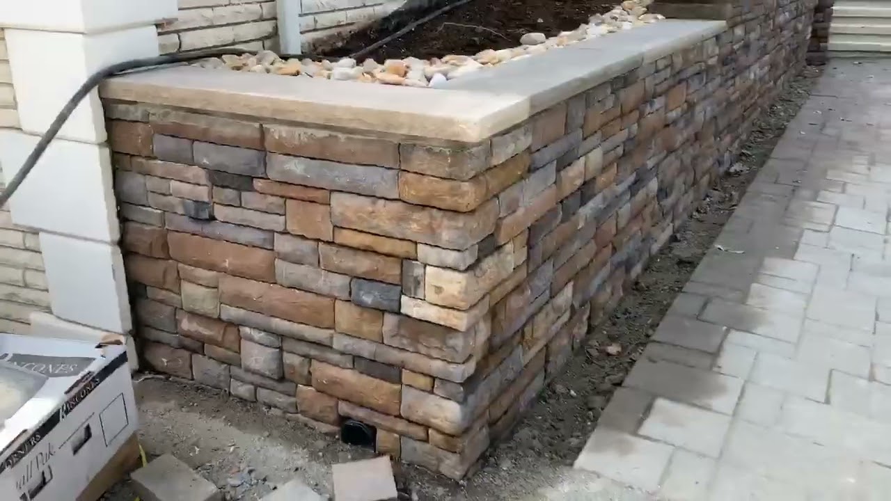 New Stone Veneer Retaining Wall - Franklin Lakes NJ by Masonry Pro Construction