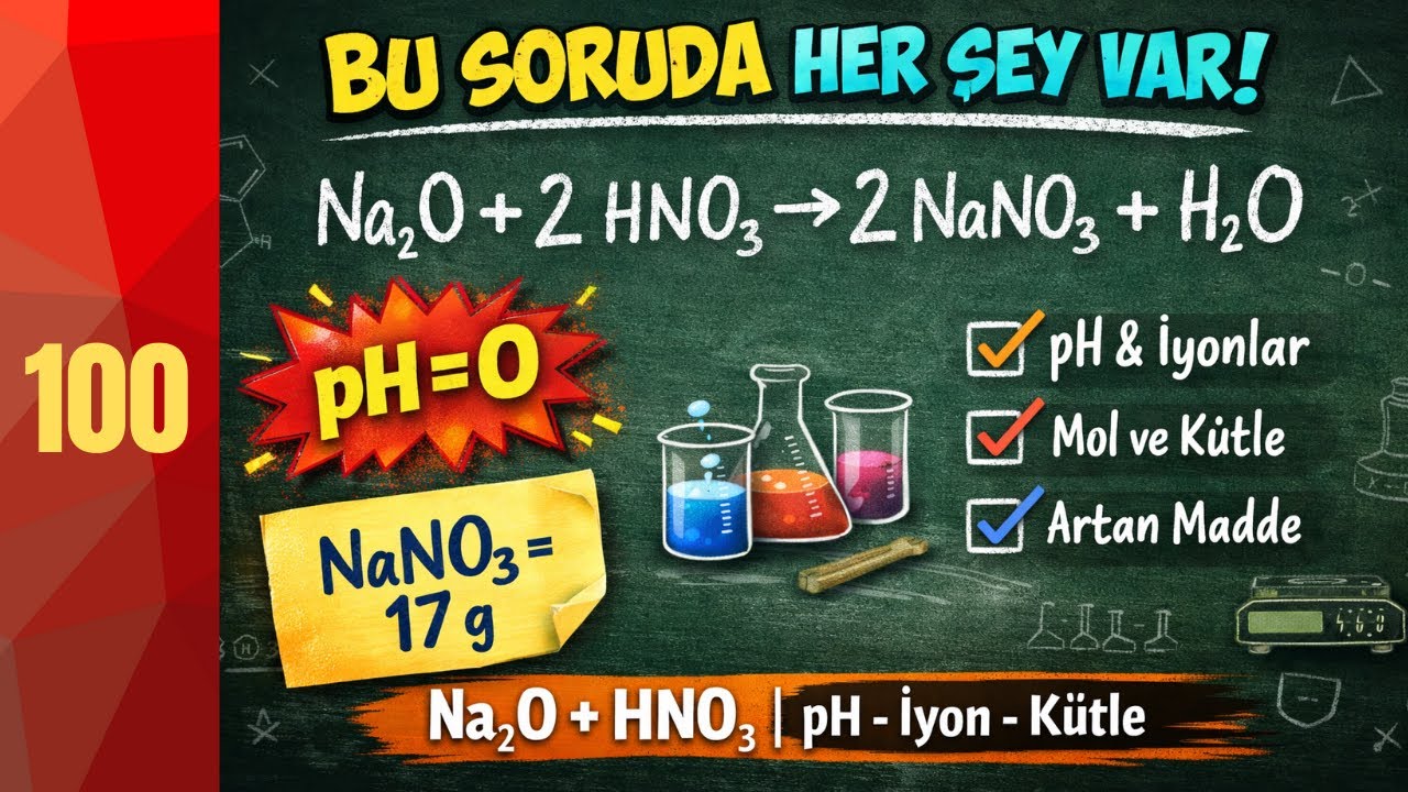 100-Bazik Oksit–Asit Tepkimesi | Na₂O–HNO₃ pH ve İyon Derişimi| GENEL KİMYA | AP KİMYA | IB KİMYA