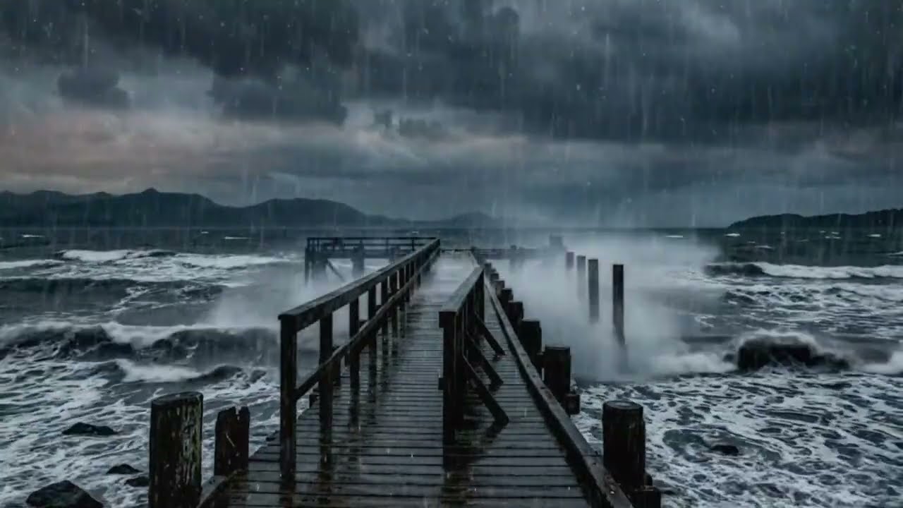 Heavy Storm at Sea 🌊⚡ Dark Rain & Ocean Waves for Deep Sleep and Relaxation