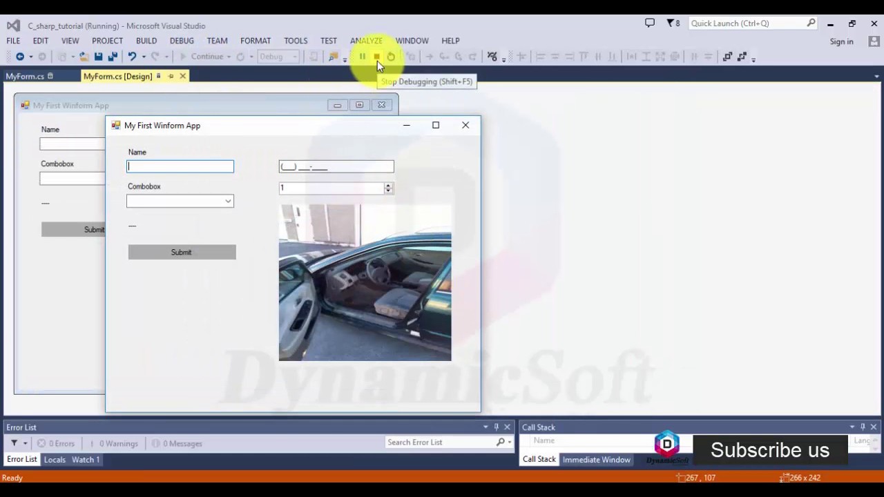 How to create windows application in C# using visual studio - tutorial-2