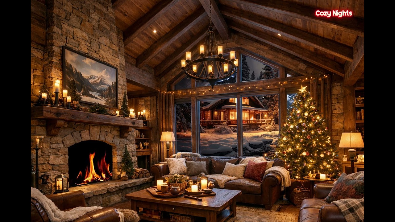 Relaxing Piano Music Fireplace Ambience - Warm and Cozy Study Music Ambience