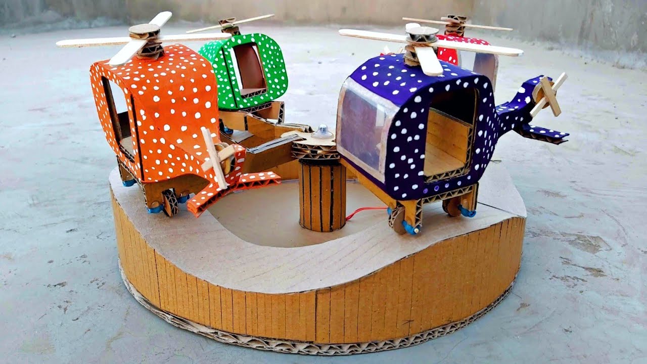 How to Make a Amusement park Helicopter Ride from Cardboard
