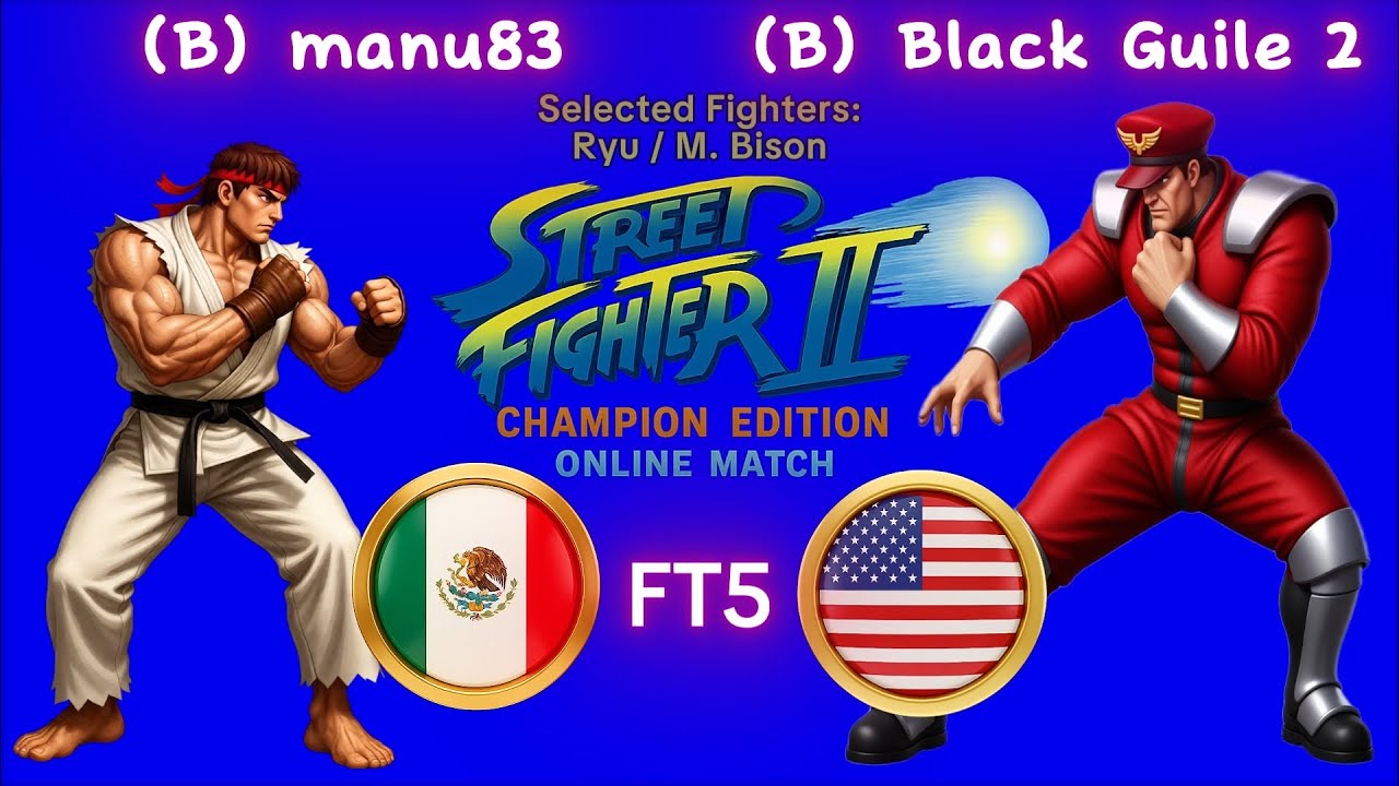 manu83 VS. Black Guile 2 - Street Fighter II' Champion Edition - FT5 - 17:05 - Online Match Replays
