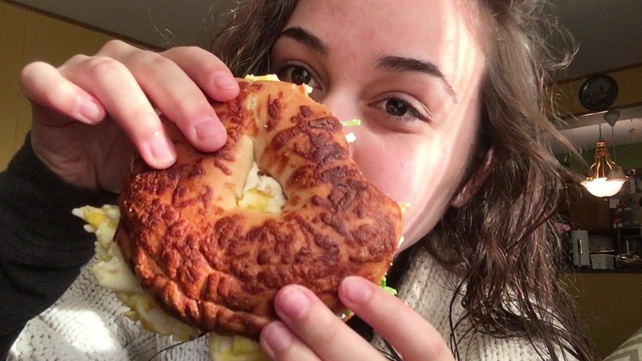 Breakfast Bagel MUKBANG