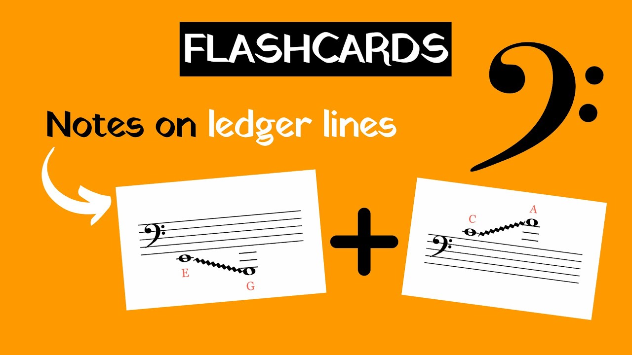 Bass Clef Notes with LEDGER LINES - Flashcards