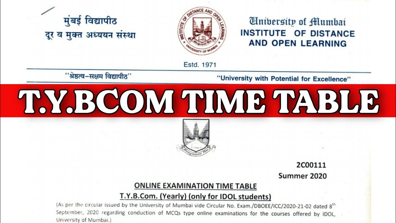 IDOL T.Y.Bcom Time Table Today Update || Final Year Exam Time Table