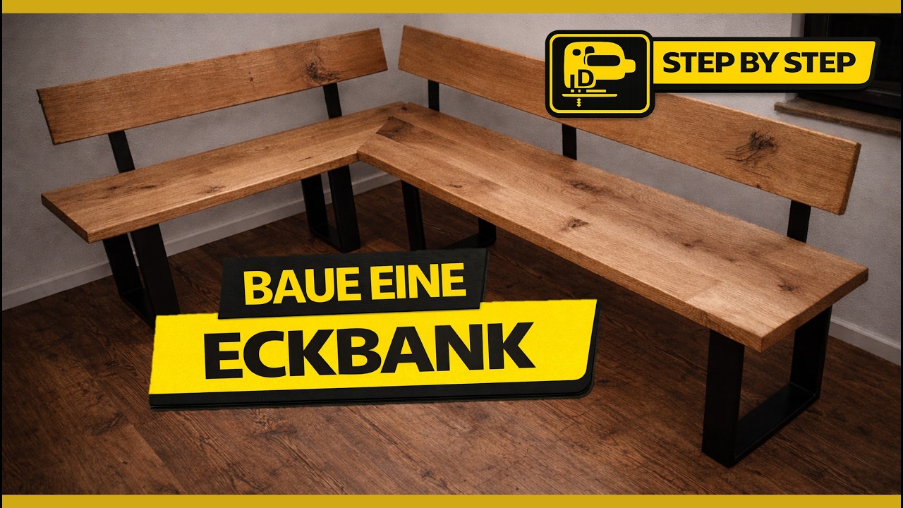 Eckbank selber bauen aus Eiche 🔨 Moderne DIY Sitzbank mit Metallgestell
