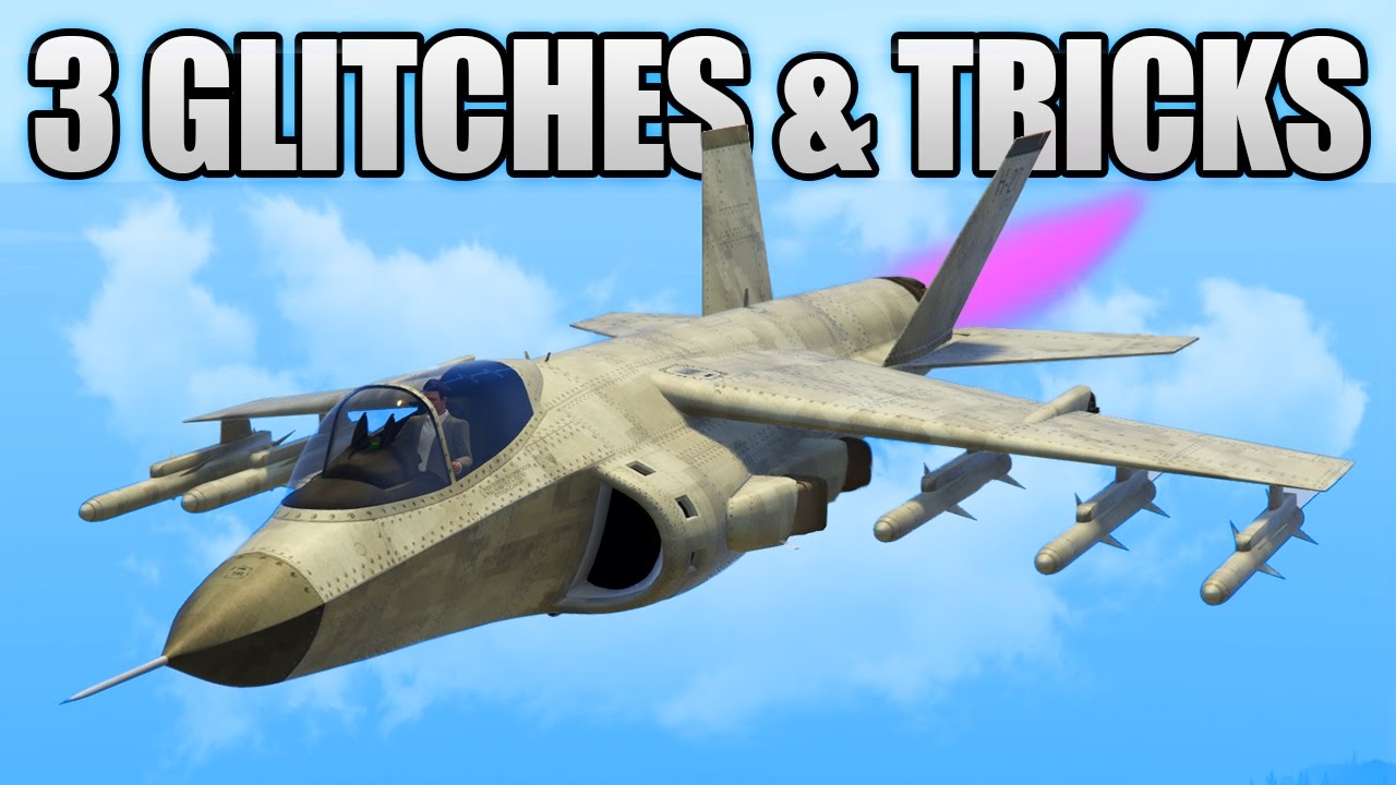 GTA 5 Online - 3 NEW GLITCHES & TRICKS (Hydra Super Speed Glitch, Survive Explosives & Radio Trick)