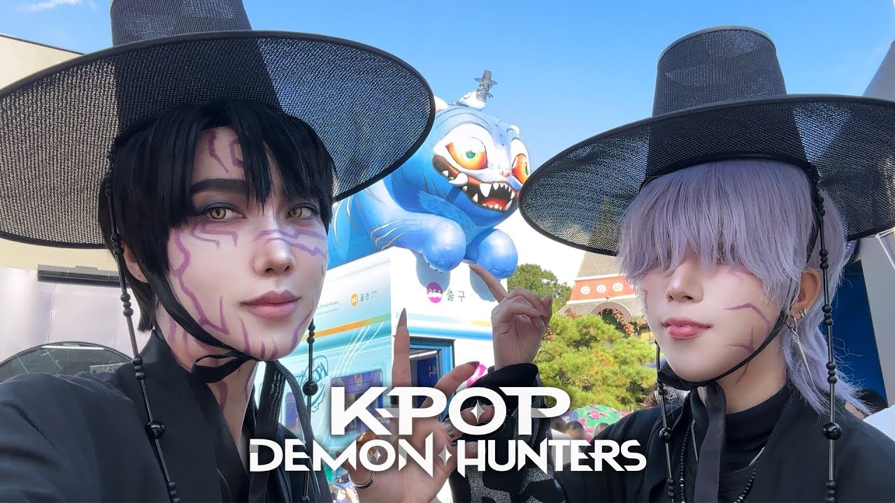 [KPop Demon Hunters In Public] 🔥EPIC KDH Theme Park Collab! | Saja Boys Cosplay Vlog