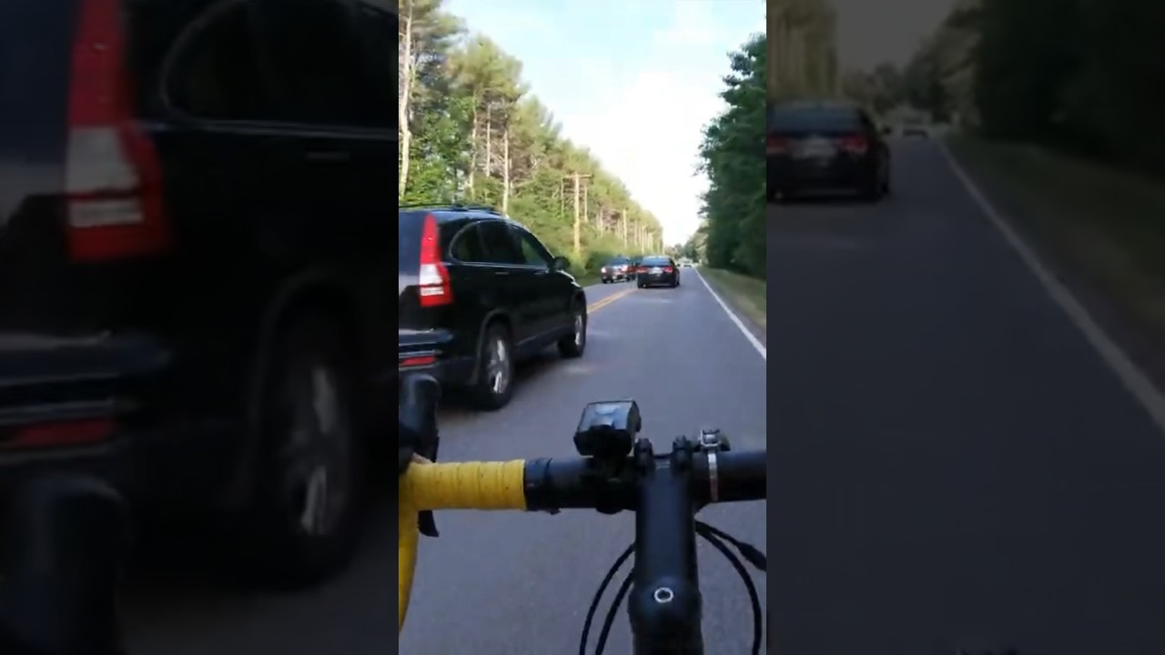 Cars vs Pickup; 2 cars pass into oncoming traffic, forcing pickup driver to brake/evade.