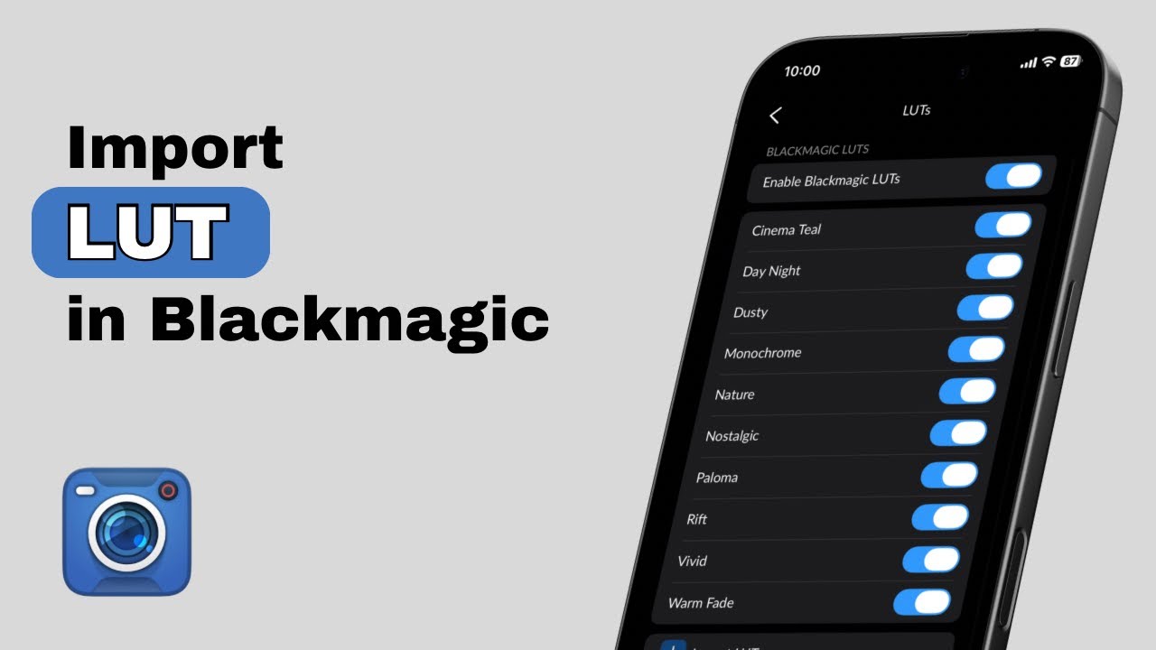 Как импортировать LUT в приложение Blackmagic Camera