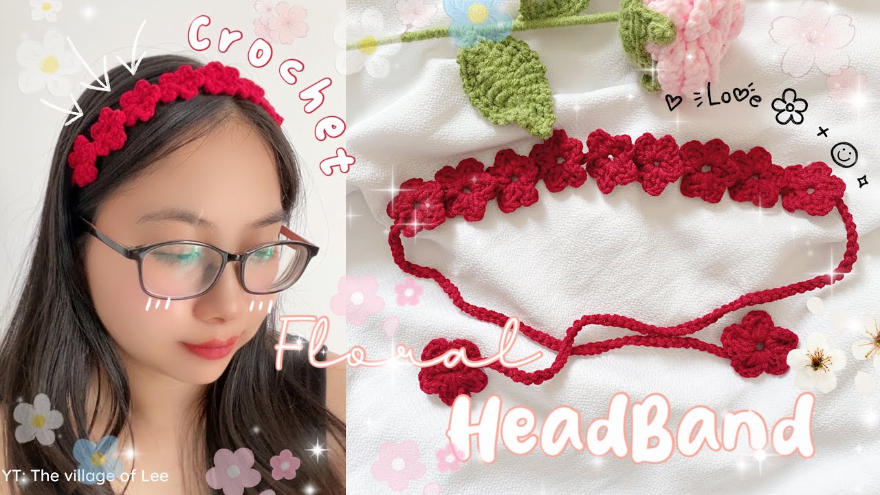 Crochet Floral Headband🌸| Móc Băng Đô Bông Hoa 🌺Siêu Dễ Cho Người Mới Học Móc Len| Kiểu 7